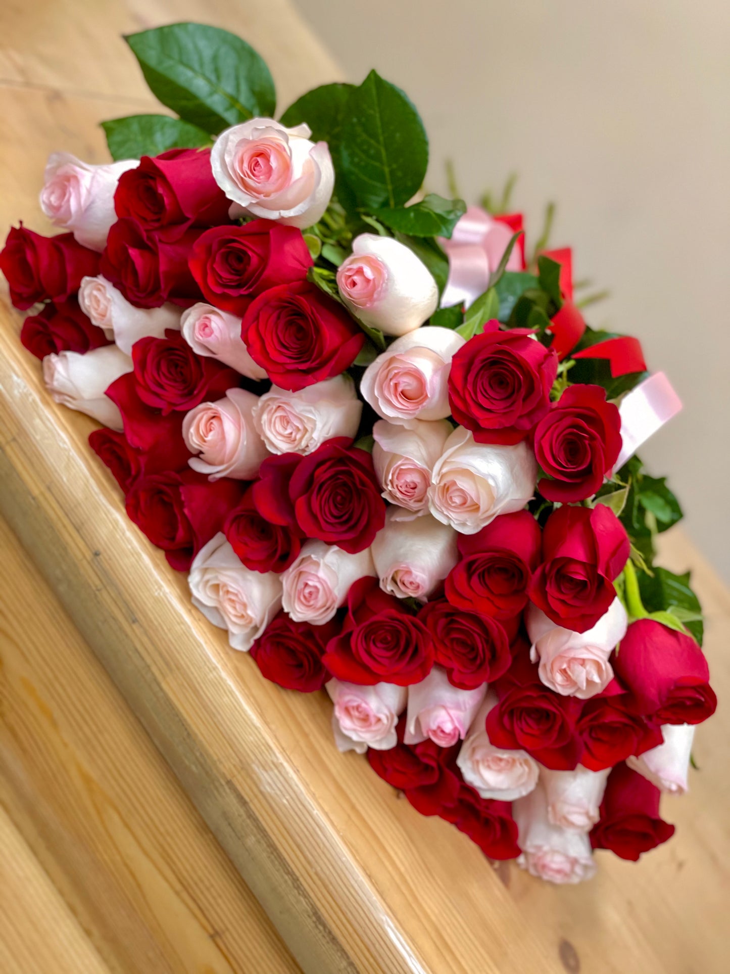 Classic Red & Blush Rose Bouquet