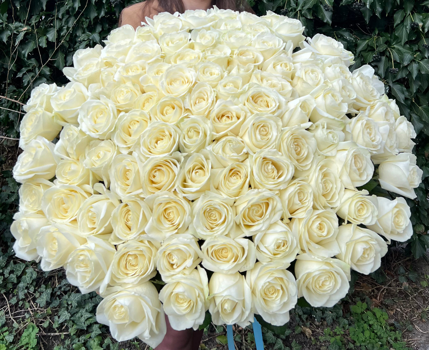 100 White Roses Bouquet
