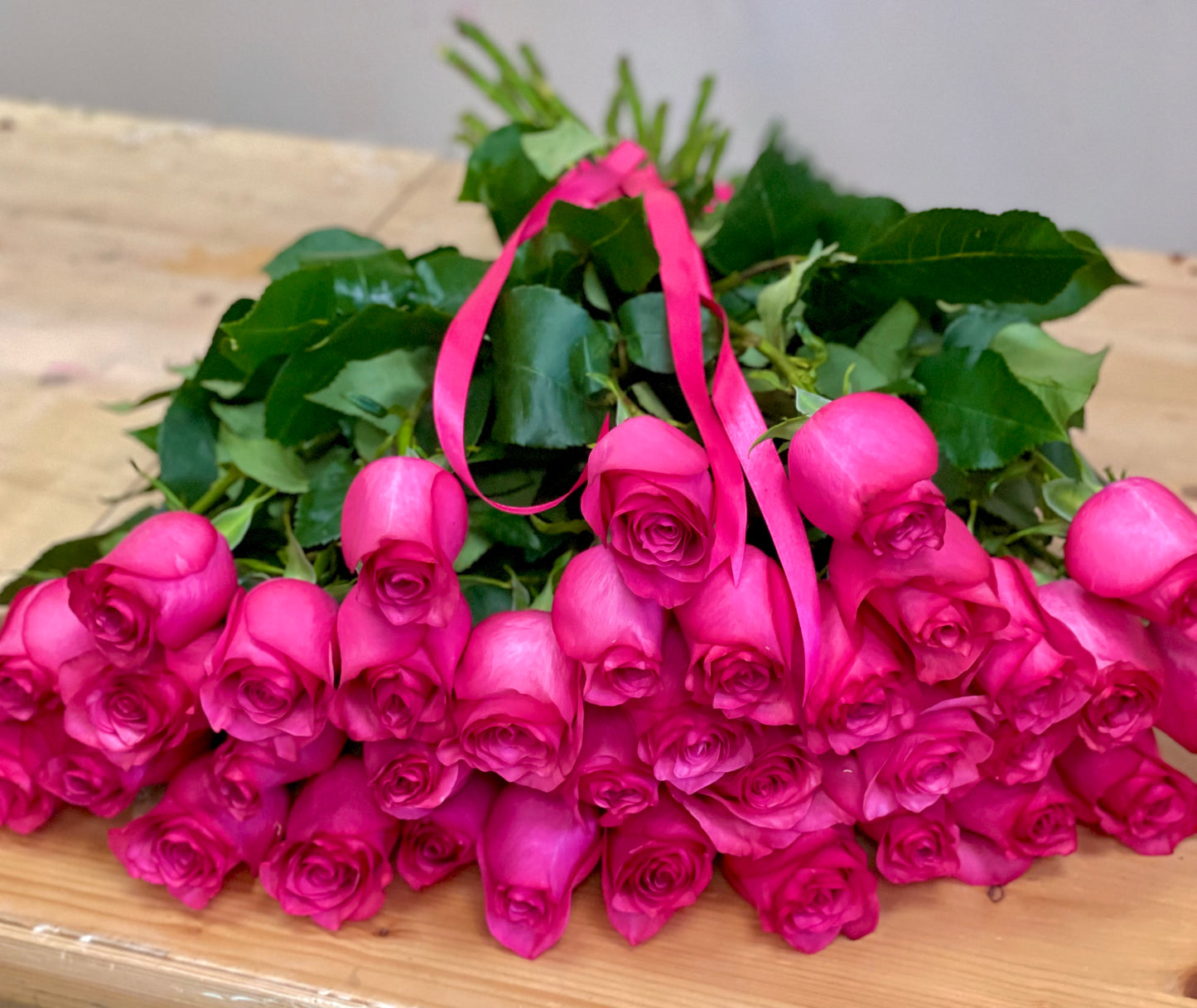 Classic Bright Pink Rose Bouquet