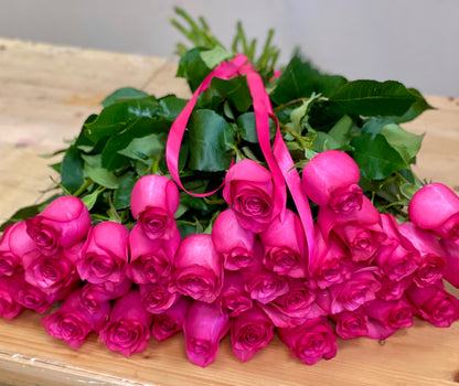 Classic Bright Pink Rose Bouquet