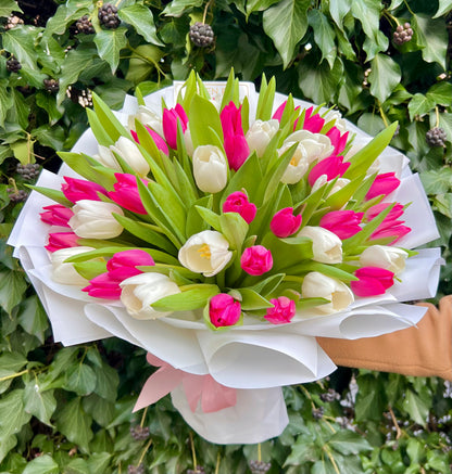 White & Pink Tulip Bouquet