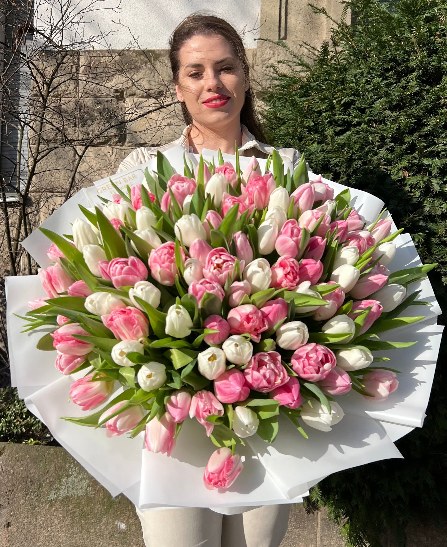 Pink & White Tulip Bouquet