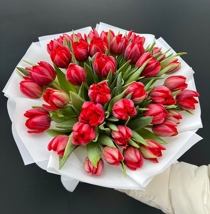 Red Peony Tulip Bouquet
