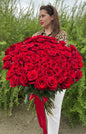 Premium Bouquet of Red Velvet Roses with Satin Ribbon
