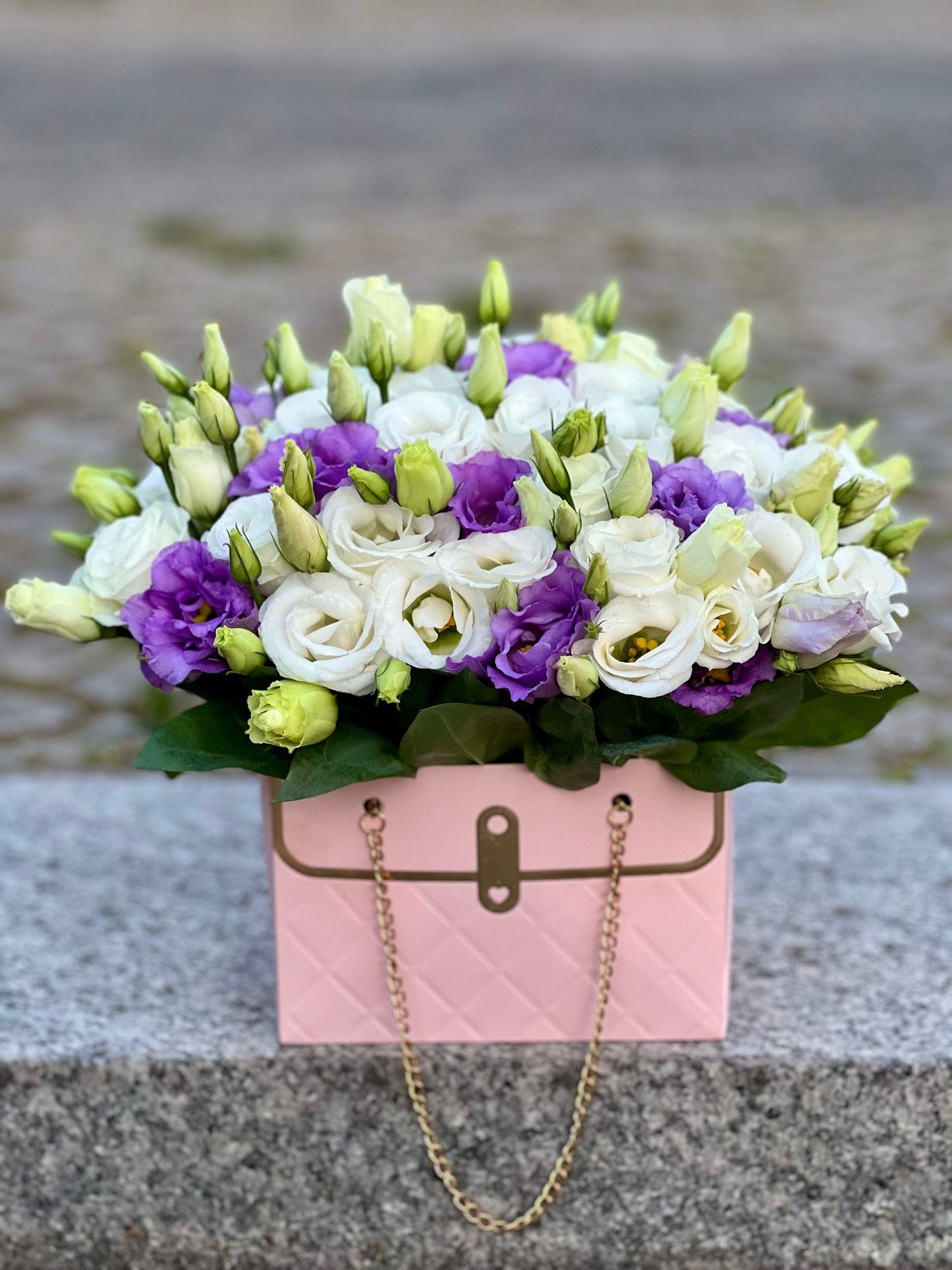 White & Lavender Flower Box