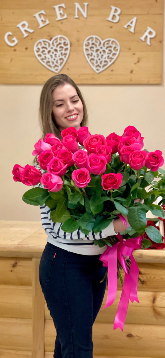 Classic Bright Pink Rose Bouquet